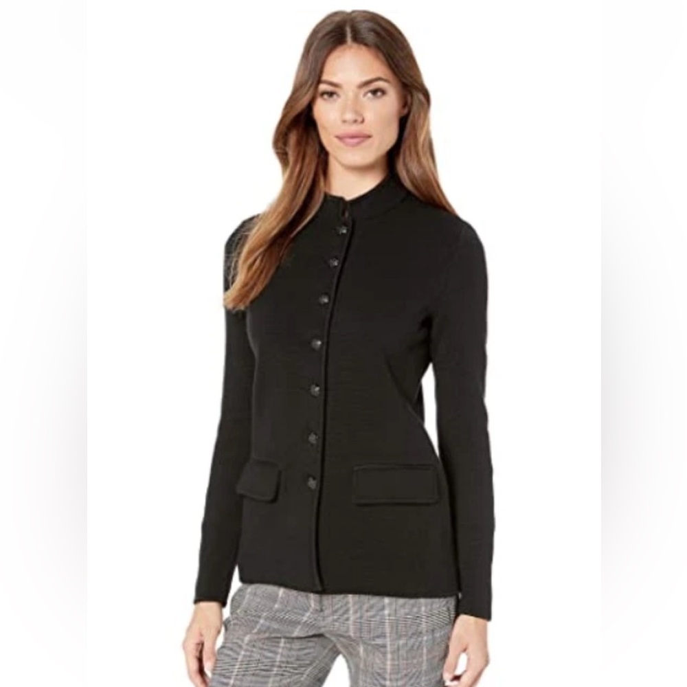 J. Jill Elegant Black wool and rayon blend button up cardigan blazer size medium